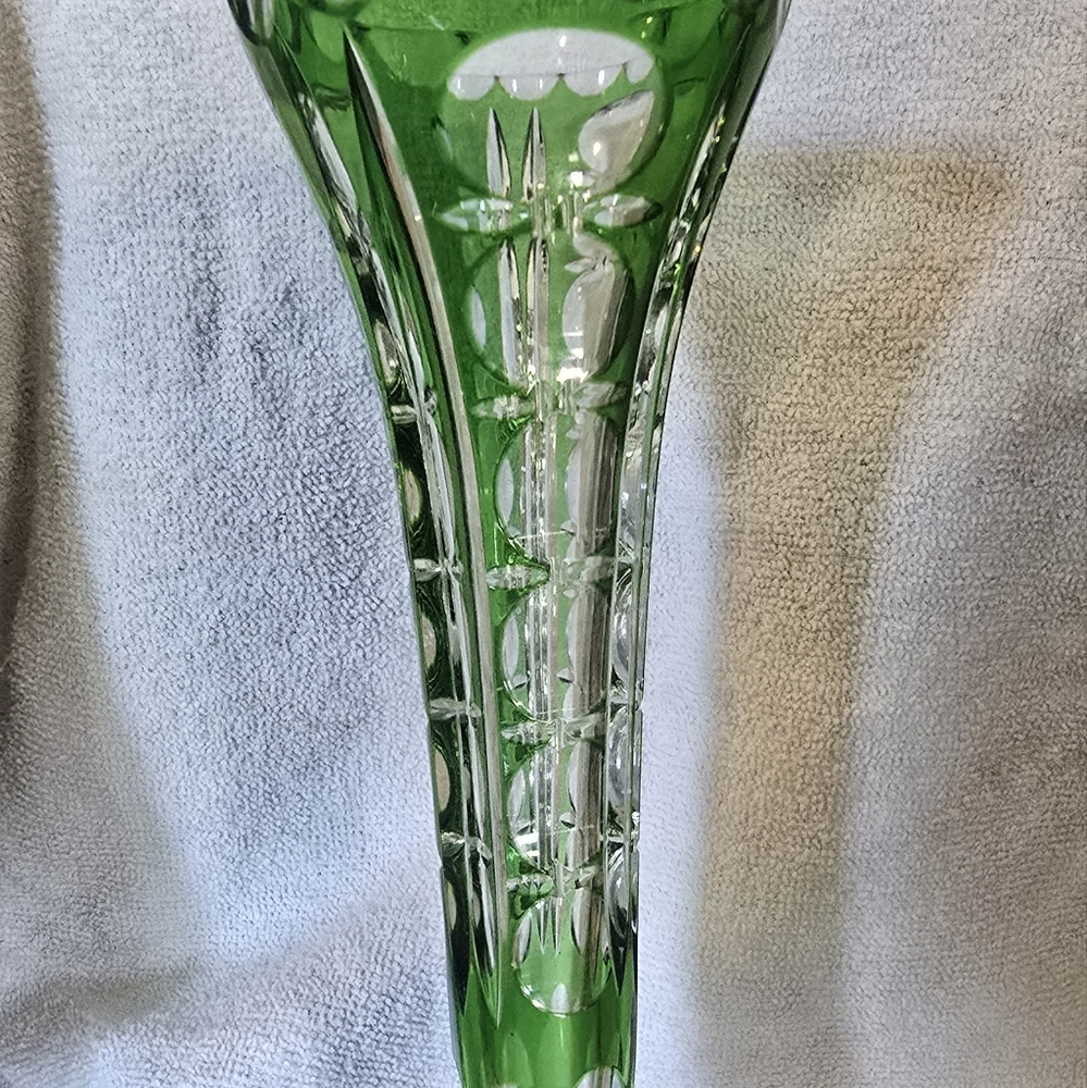 Vintage German Nachtmann Amethyst Cut Crystal Bud Vase 7.5" Tall Elegant Collect